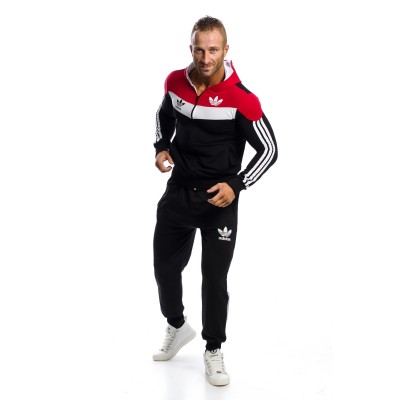 Adidas Black, White and Red Men's Tracksuit